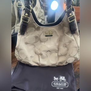 2000s Brown and Tan Coach Shoulder Bag with Dust Bag